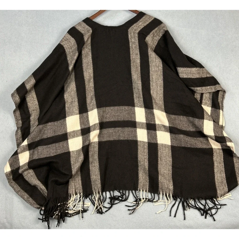 NWT Three Dots Womens Cashmere‎ Shawl Scarf Wool Wraparound Erin Plaid Luxury